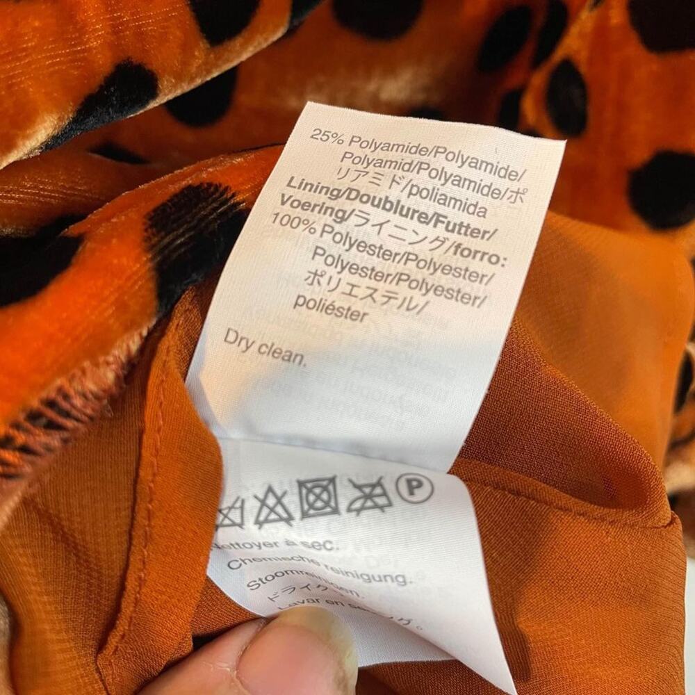 Madewell Skirt WMNS Orange Black SZ 2 Velour Polka Dot Mini Skirt Retro Modern - Picture 5 of 7